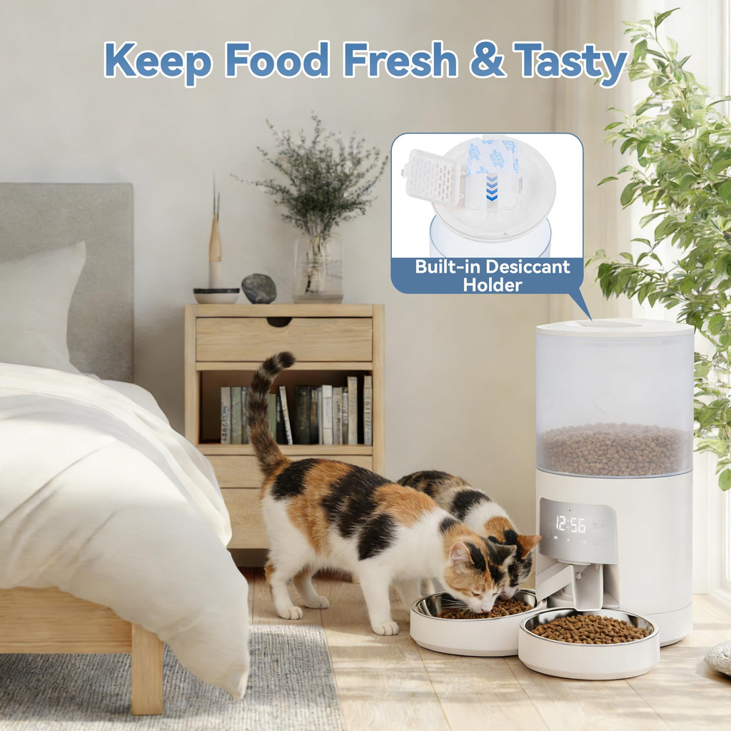 Automatic Cat Feeder for 2 Cats, 6L White F29798