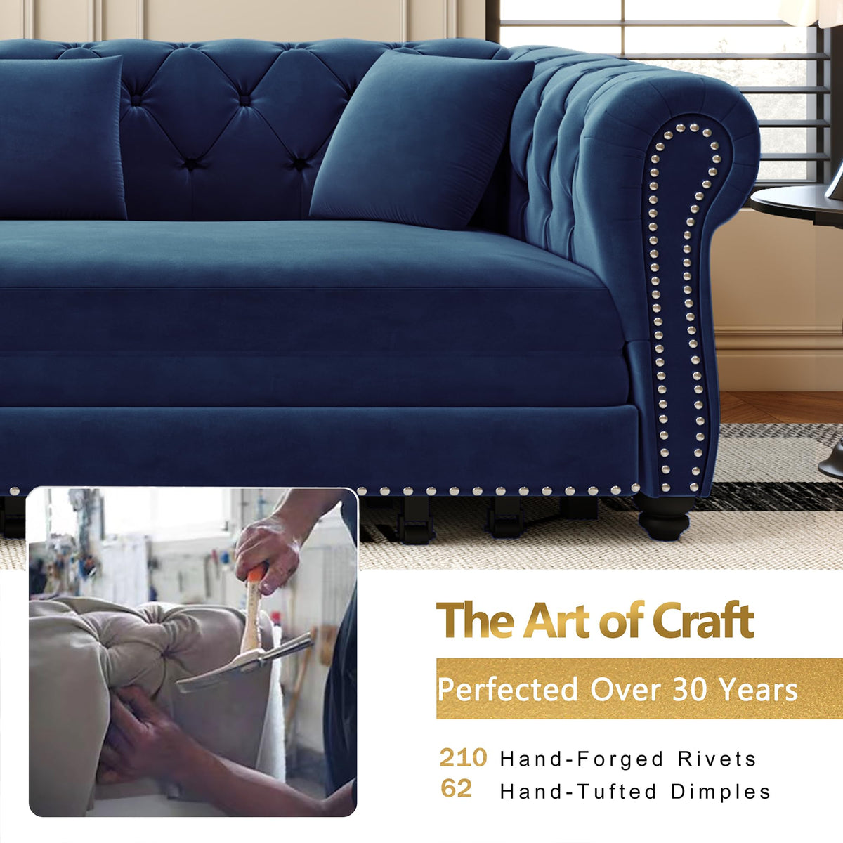 Blue Velvet Pull Out Sleeper Sofa Bed E92424