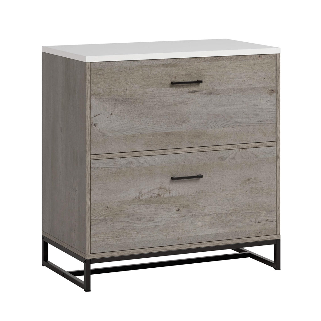 2-Drawer Wood File Cabinet with Metal Frame H894