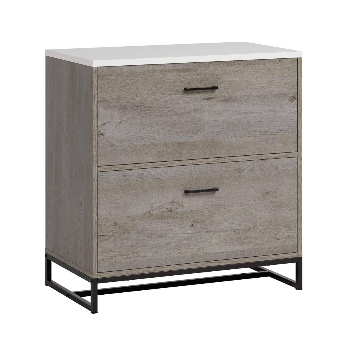 2-Drawer Wood File Cabinet with Metal Frame H894