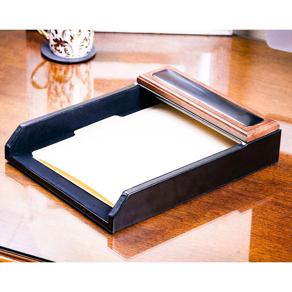 7 Piece Walnut Black Leather Desk Set Y659100