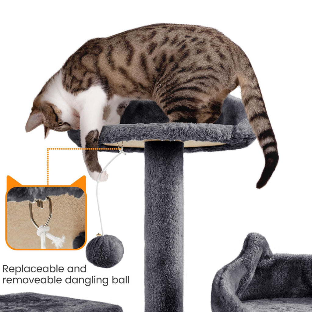 72in Dark Gray Cat Tree Tower with 2 Condos & 3 Perches A967