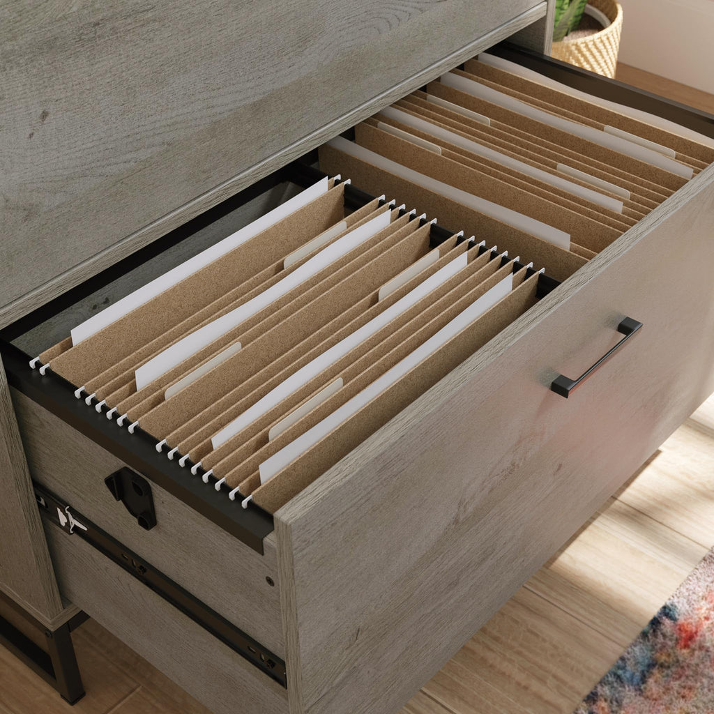2-Drawer Wood File Cabinet with Metal Frame H894