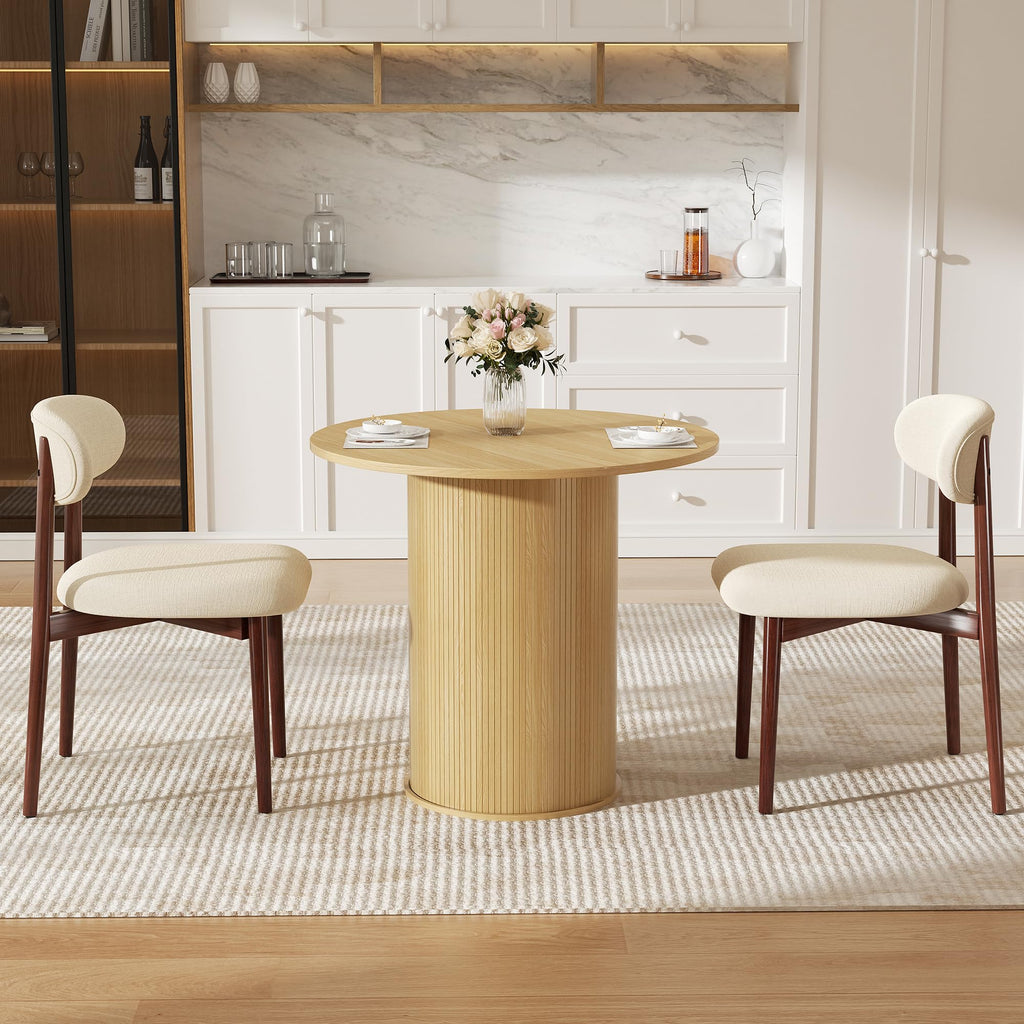 31.5 inch Round Dining Table with 2-Layer Storage Shelf C951