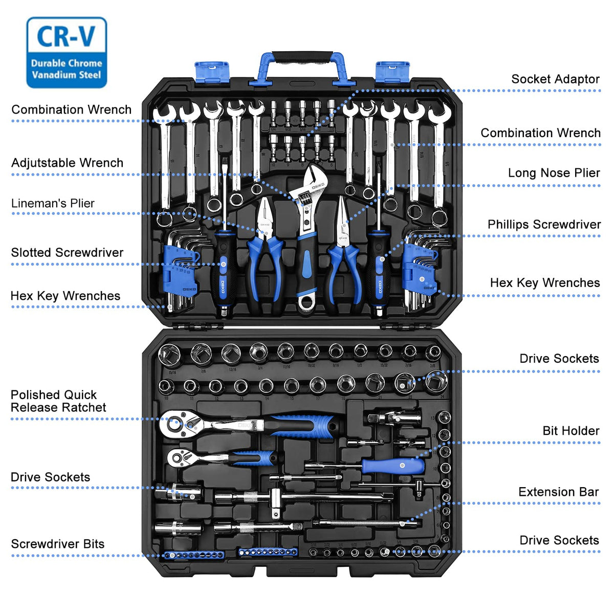 118 Piece Tool Kit Socket Wrench H981