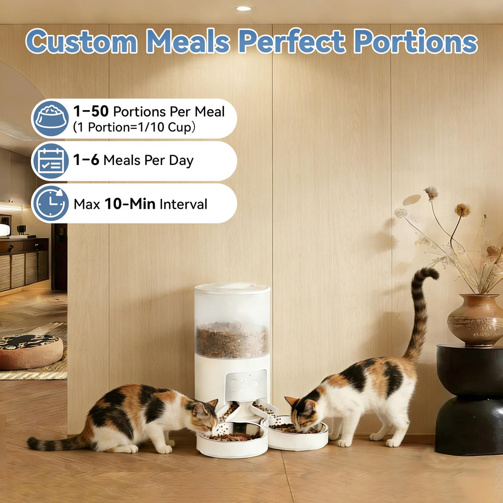 Automatic Cat Feeder for 2 Cats, 6L White F29798