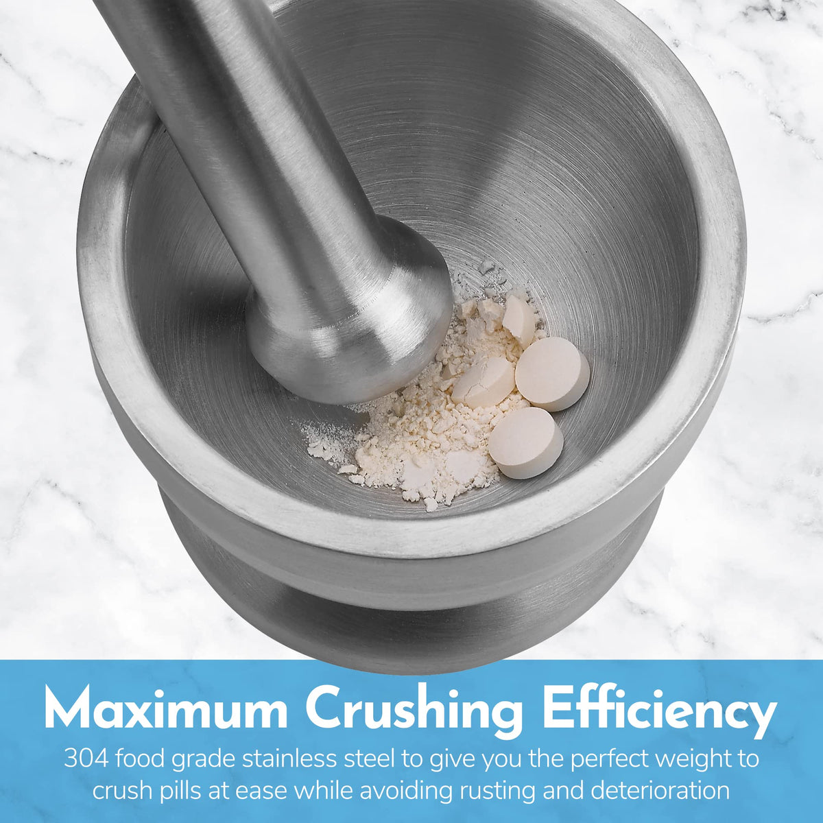 304 Food Grade Stainless Steel Mortar and Pestle Pill Crusher I471512