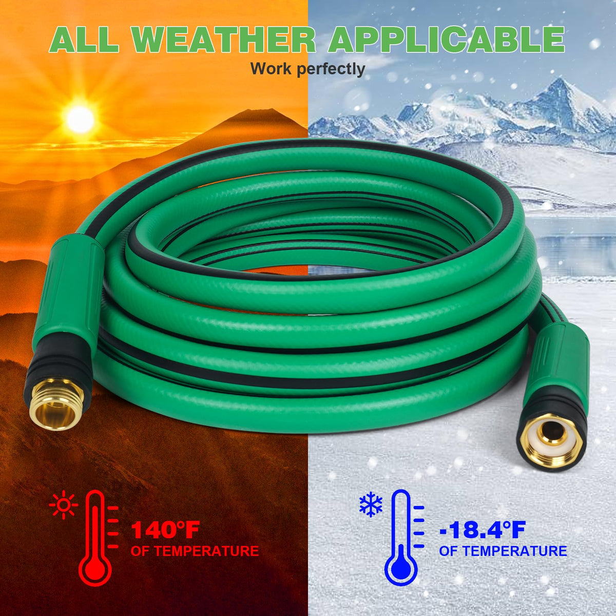 Heavy Duty 5/8 in x 100 FT Hybrid Rubber Garden Hose Z7674