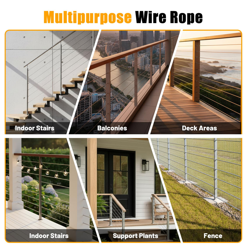 1/8" Stainless Steel Cable 1000FT T316 Wire Rope X5403
