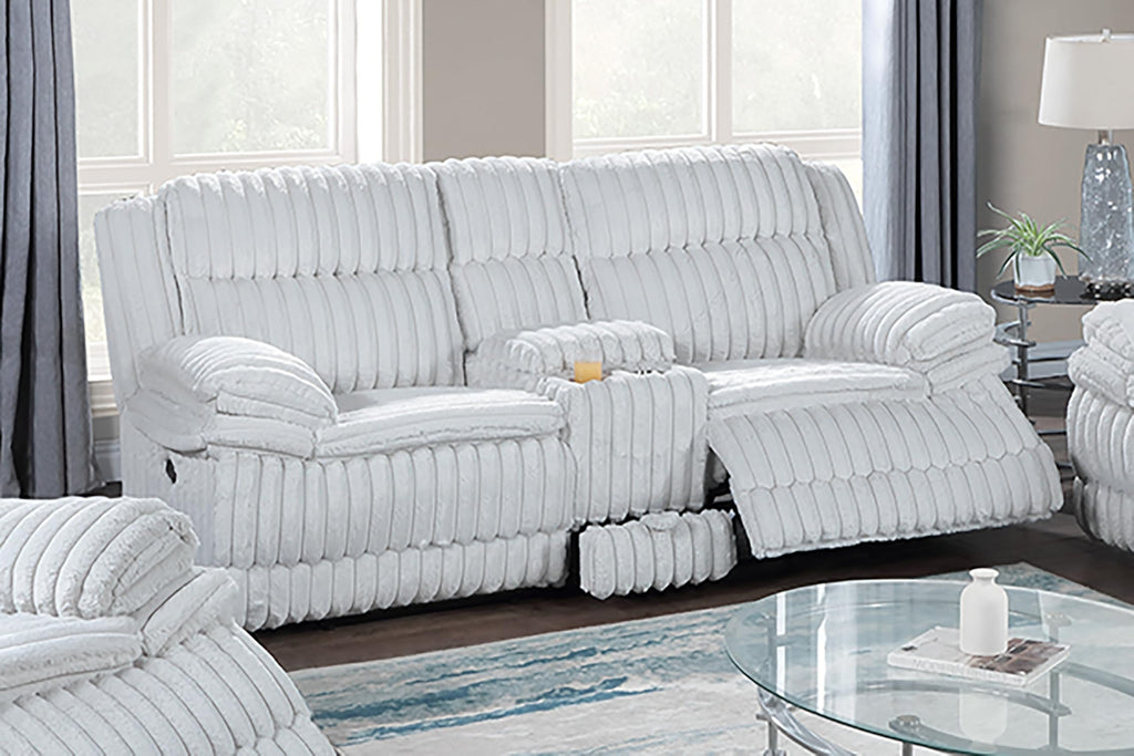 Light Gray Corduroy Loveseat Recliner with Console Drawer U4000
