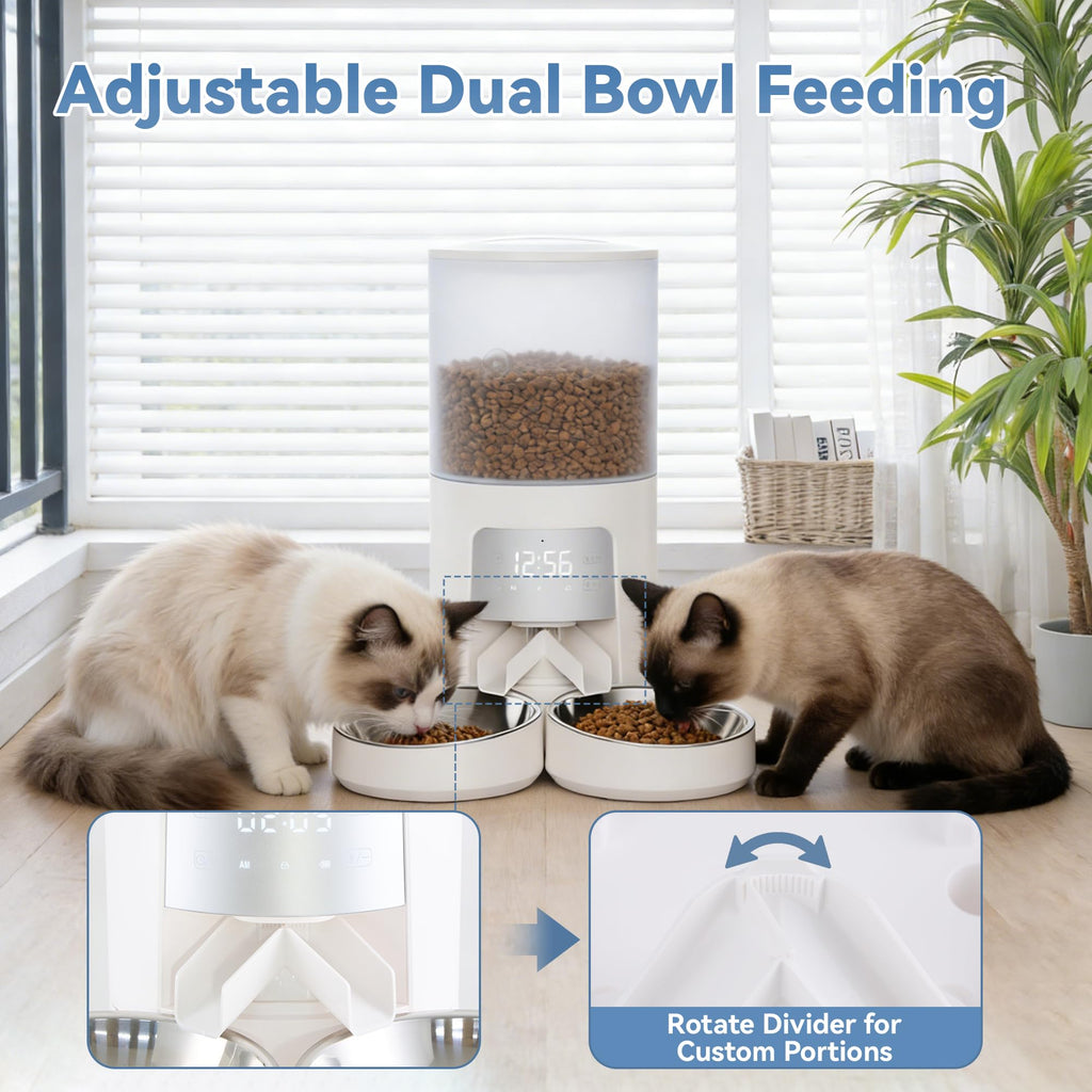 Automatic Cat Feeder for 2 Cats, 6L White F29798