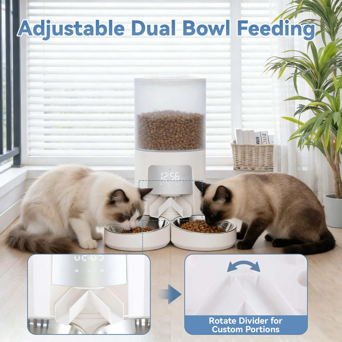 Automatic Cat Feeder for 2 Cats, 6L White F29798