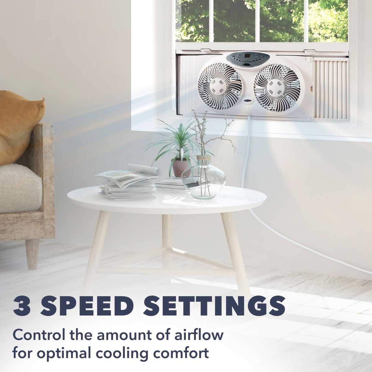 Window Fan with Reversible Airflow Blades, 3-Speed L5187