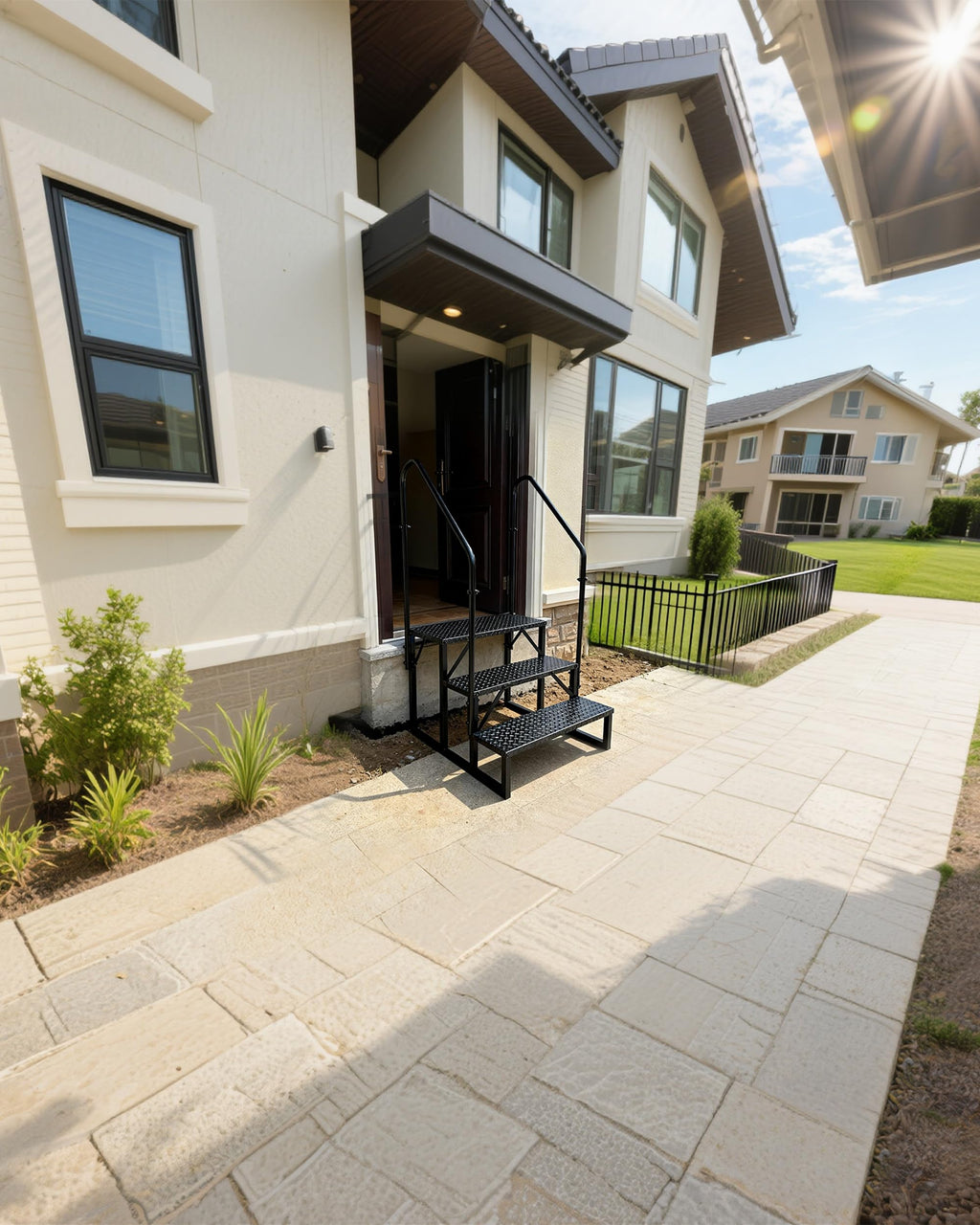 3 Step RV Steps with 2 Handrails J9485