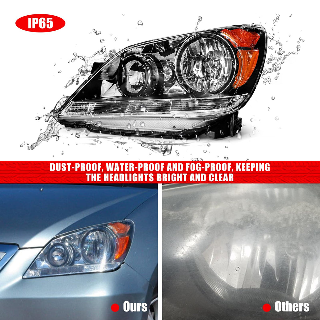 Black Housing Amber Reflector Headlight Assembly Pair G3986