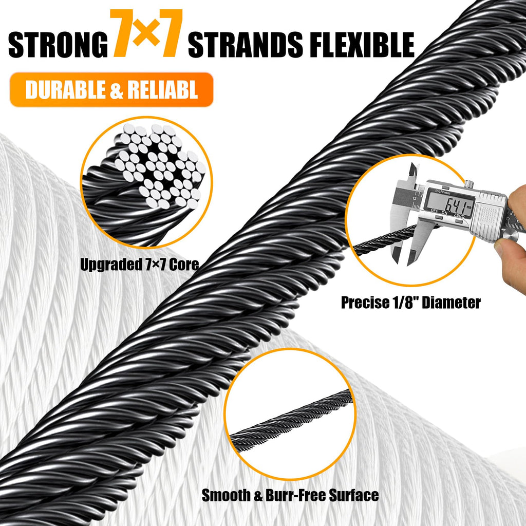 1/8" Stainless Steel Cable 1000FT T316 Wire Rope X5403