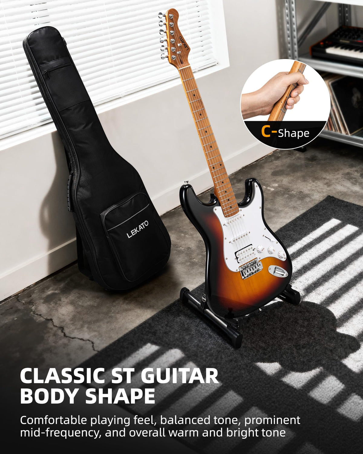 39 Inch HSS Electric Guitar Kit with 5W Mini Amp and Bag N289