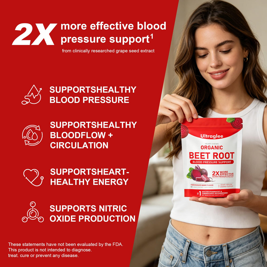 Beet Root Chewable Nitric Oxide Support Soft Chews 60 Pomegranate Berry Flavor D688