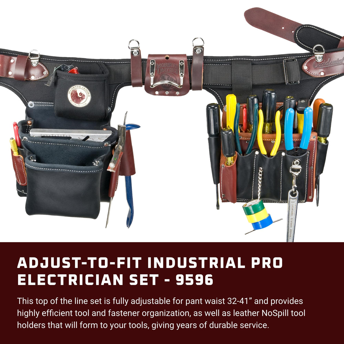 Leather Electrician Tool Set with 31 Pockets Q723