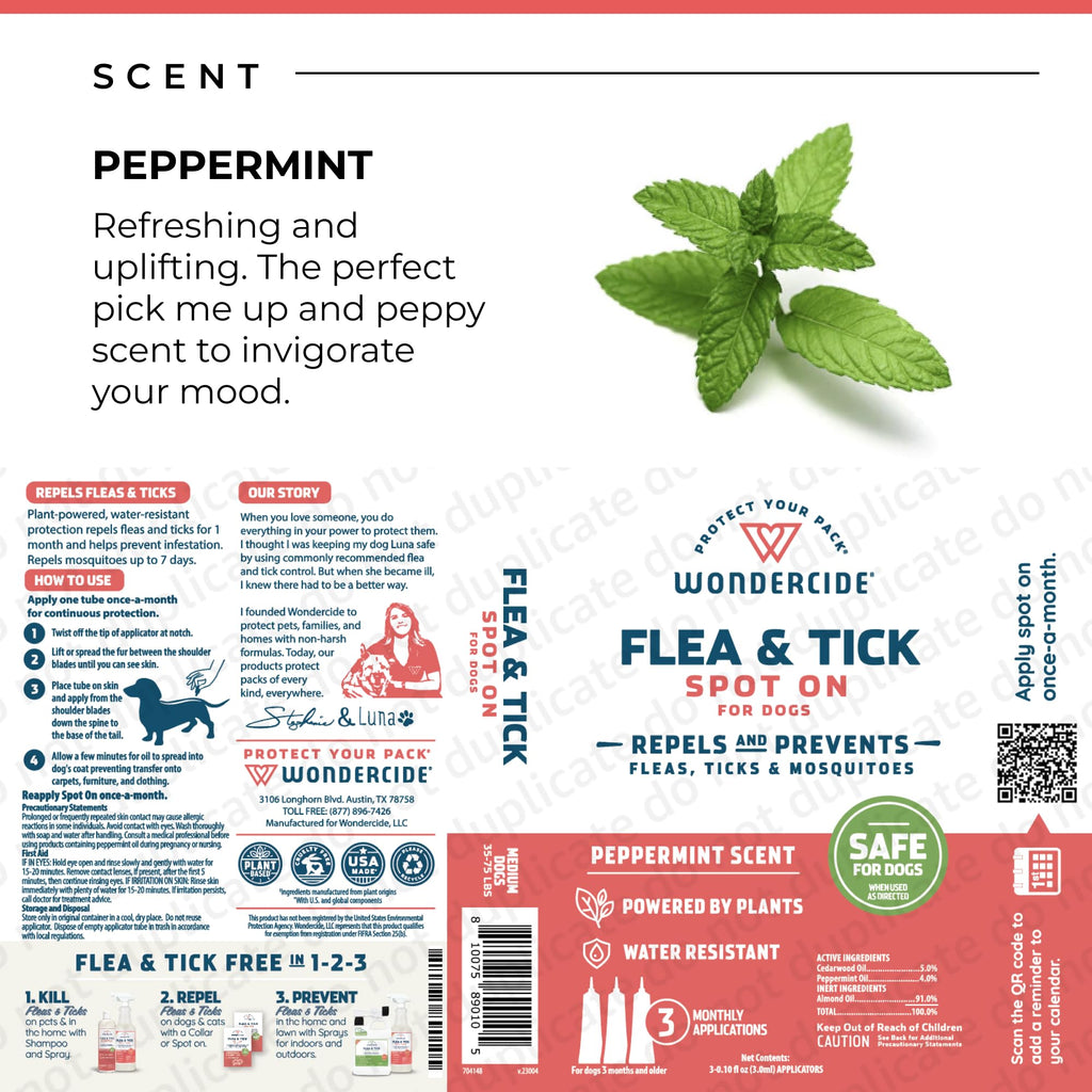 Flea Tick & Mosquito Dog Spot On Medium 3 Tubes of 0.10 oz P1884