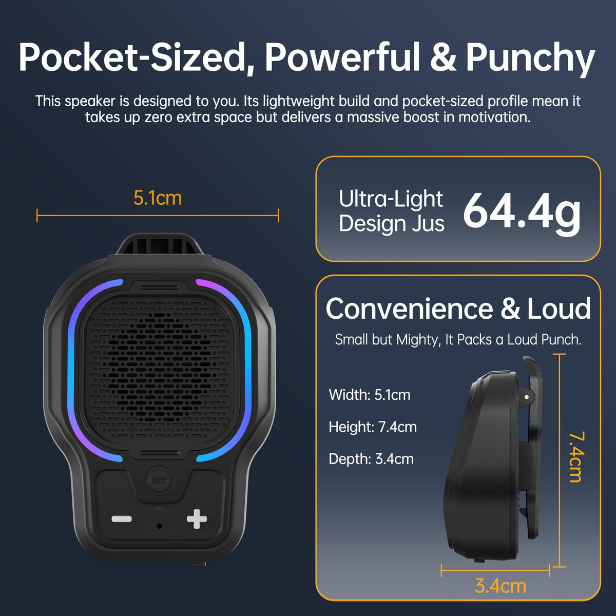 Black Magnetic Clip-on Portable Bluetooth Speaker P575
