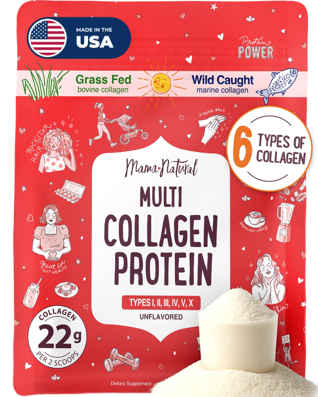 Unflavored Hydrolyzed Multi Collagen Protein Powder 16 Oz X8915