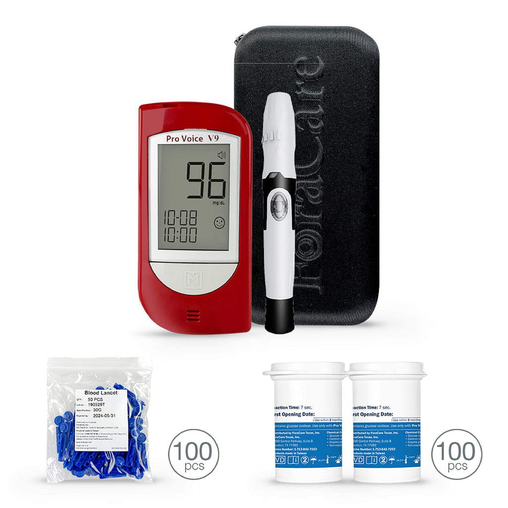 Talking Glucometer Diabetes Testing Kit with 100 Test Strips and 100 Lancets N356