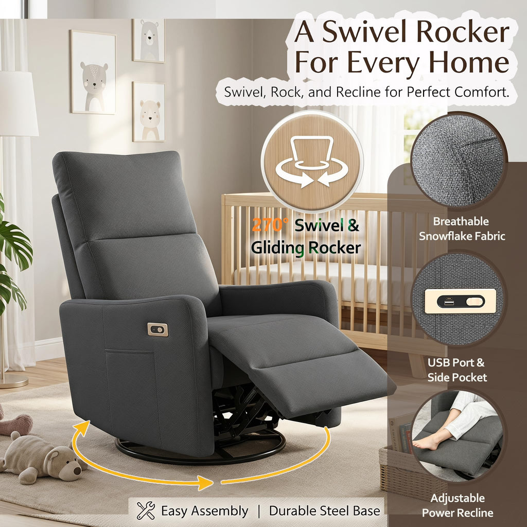 Small Power Swivel Rocker Recliner Chair G90155