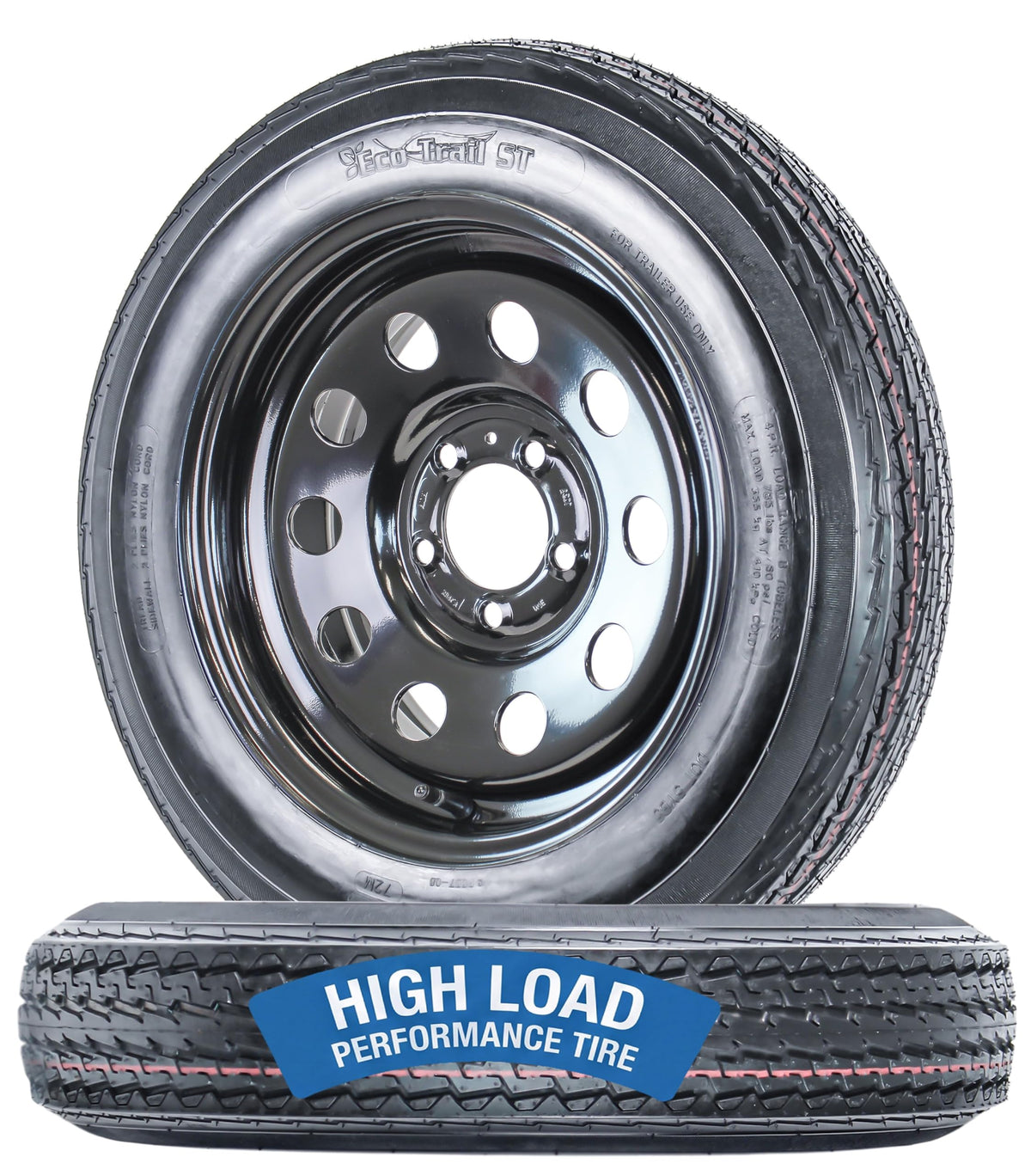 2-Pack Trailer Tire Rim Assembly 4.80-12 5 Lug Black V832