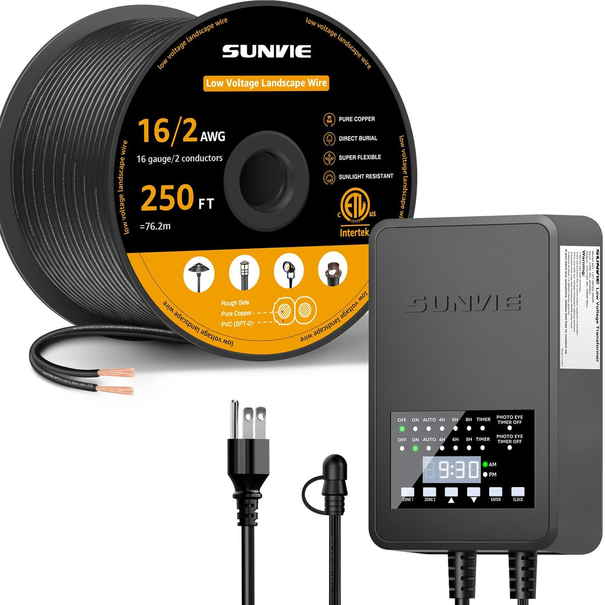 250FT 16/2 Low Voltage Wire and 200W Landscape Transformer U270