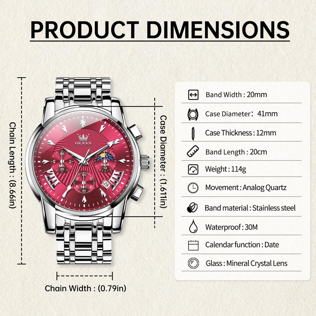 Men Dress Chronograph Stainless Steel Watch D13051