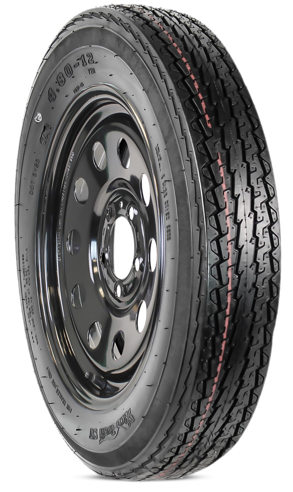 2-Pack Trailer Tire Rim Assembly 4.80-12 5 Lug Black V832