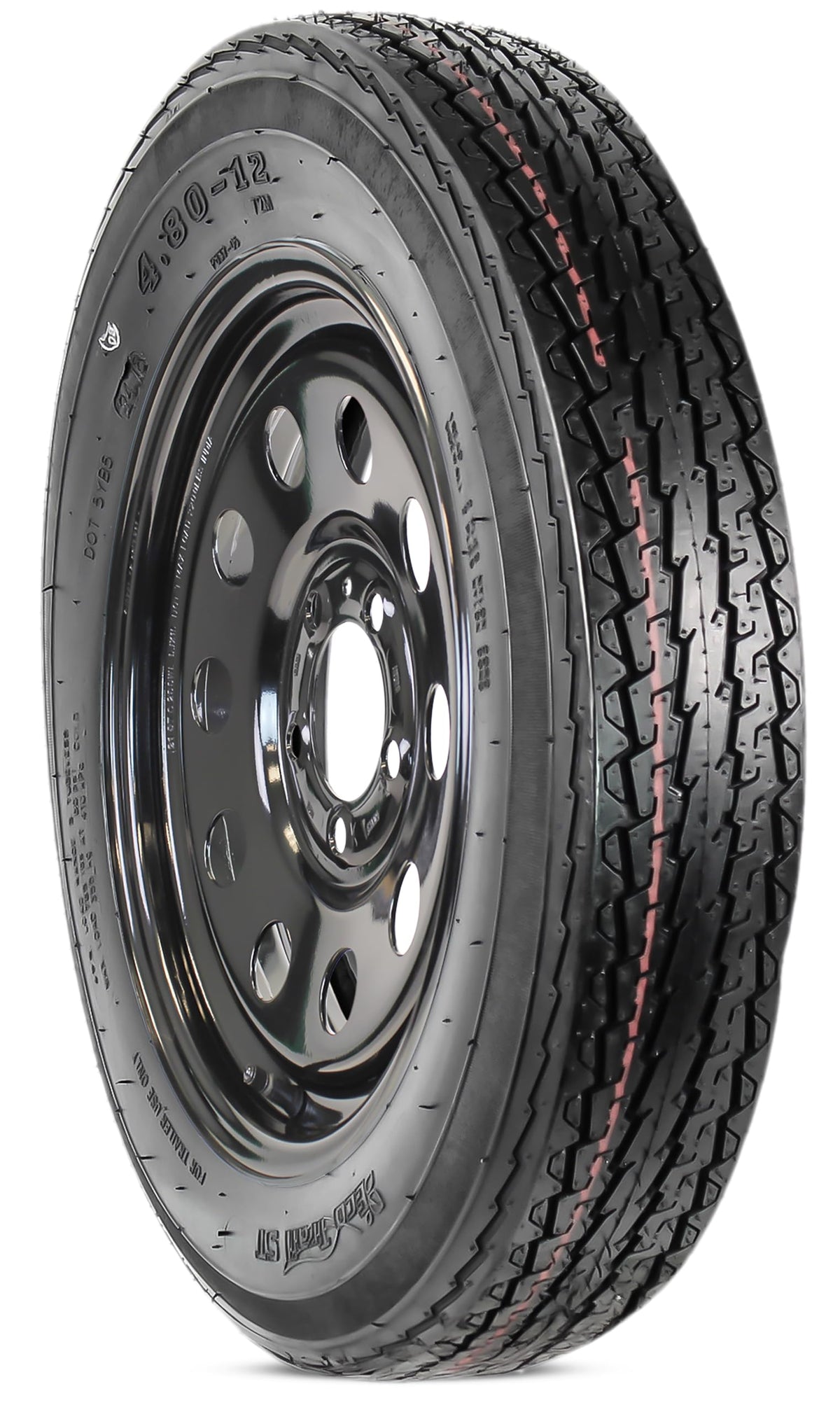 2-Pack Trailer Tire Rim Assembly 4.80-12 5 Lug Black V832
