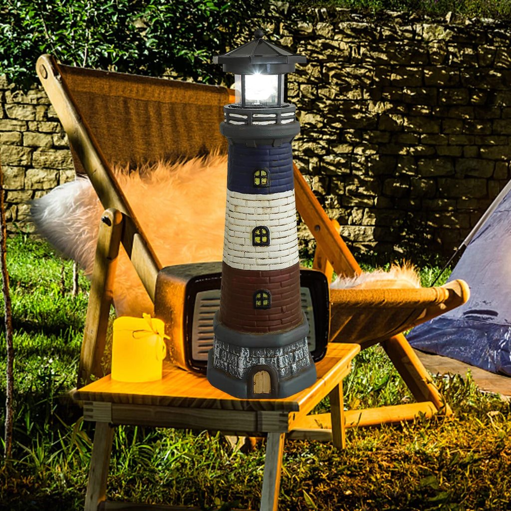 Solar Lighthouse Garden Lights Outdoor Waterproof Resin Statue Lamp M7048