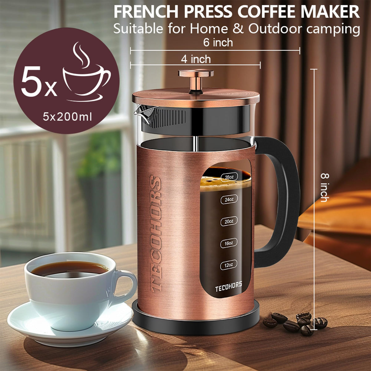 34oz Stainless Steel French Press Coffee Maker Y500846