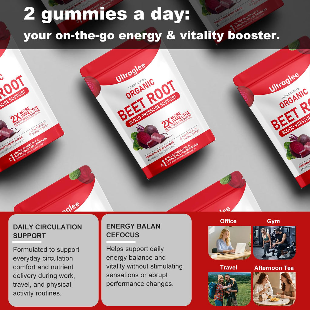 Beet Root Chewable Nitric Oxide Support Soft Chews 60 Pomegranate Berry Flavor D688