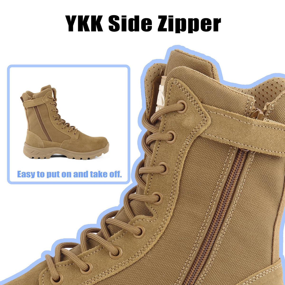Lightweight Tactical Boots with Side Zipper C423717