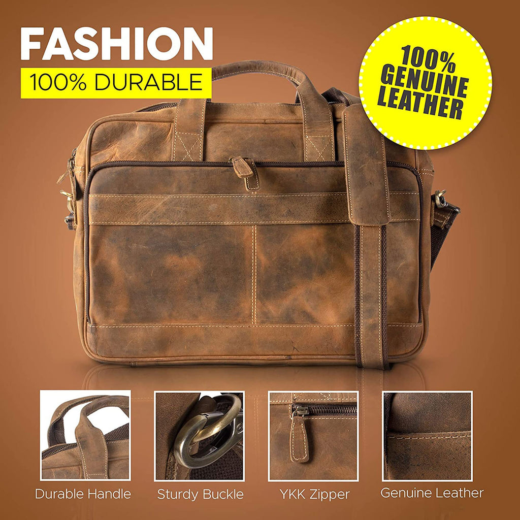 18 Inch Leather Laptop Messenger Bag T738757