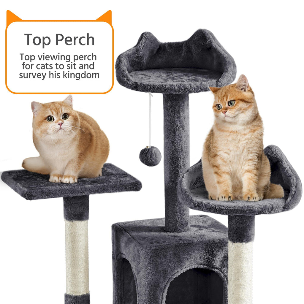 72in Dark Gray Cat Tree Tower with 2 Condos & 3 Perches A967
