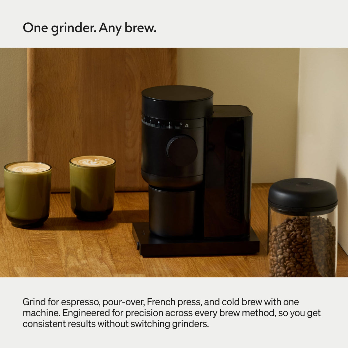 Electric Conical Burr Coffee Grinder, 48 mm Burrs, Black Y368