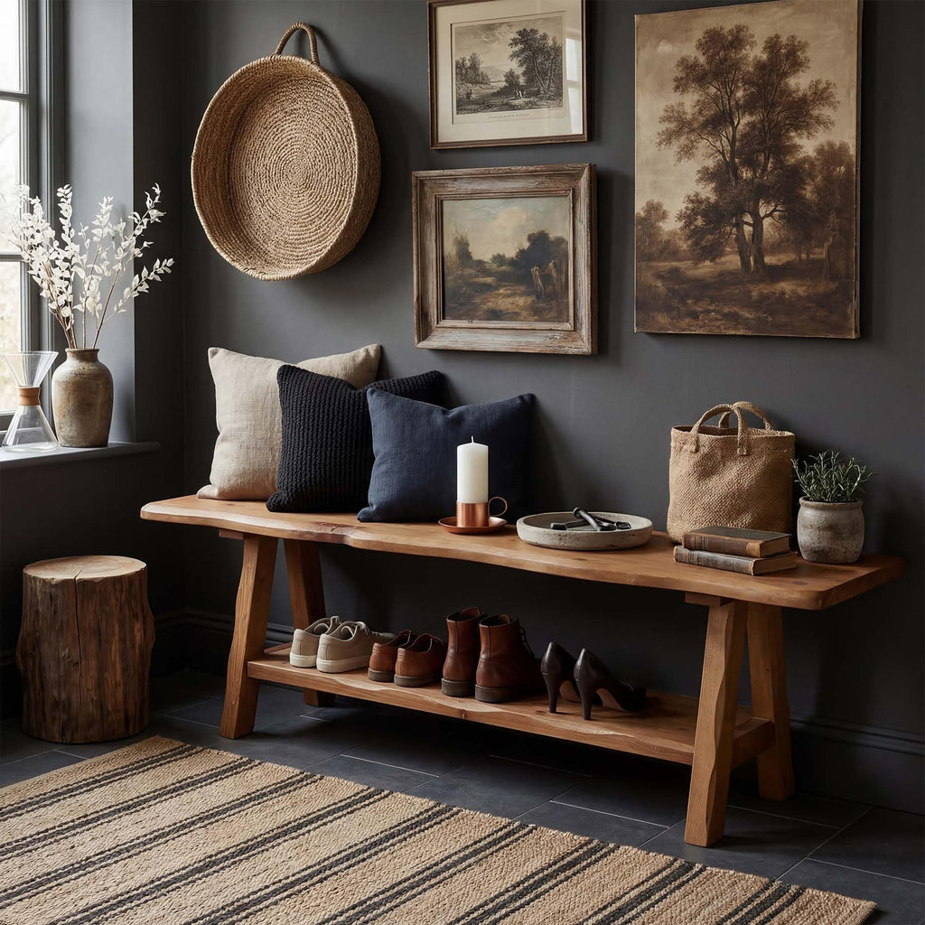Brown Solid Wood Entryway Bench A634817