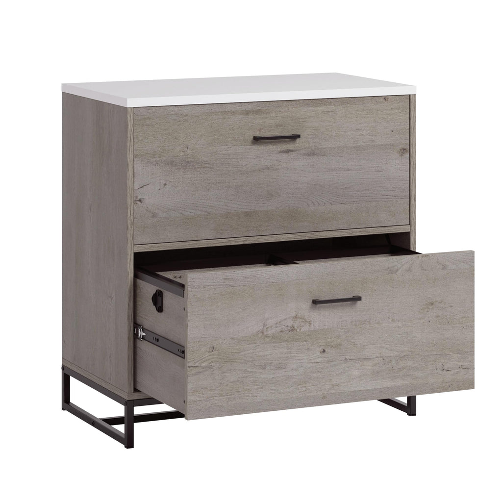 2-Drawer Wood File Cabinet with Metal Frame H894