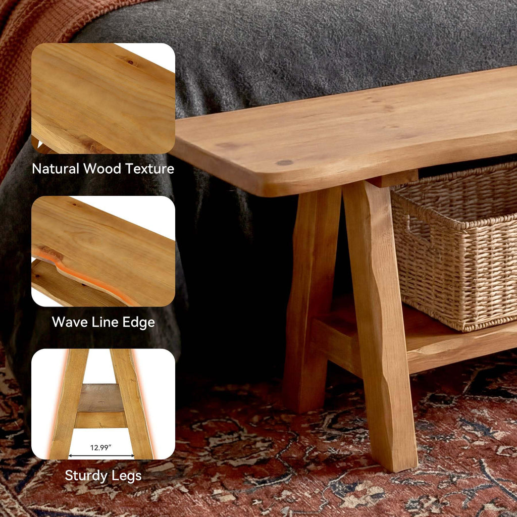 Brown Solid Wood Entryway Bench A634817