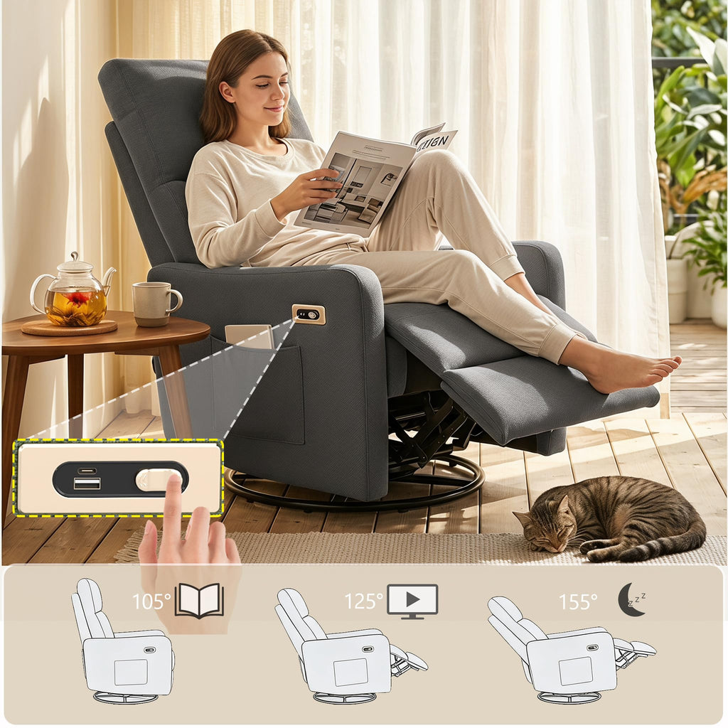 Small Power Swivel Rocker Recliner Chair G90155