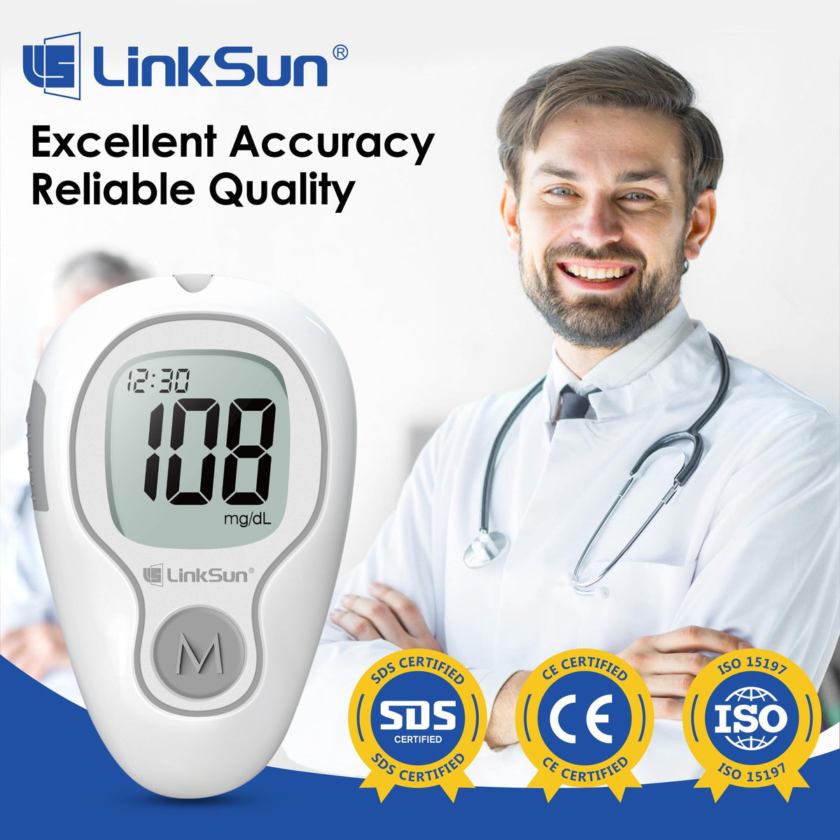 Glucose Monitor Kit, 100 Strips & Lancets S62545