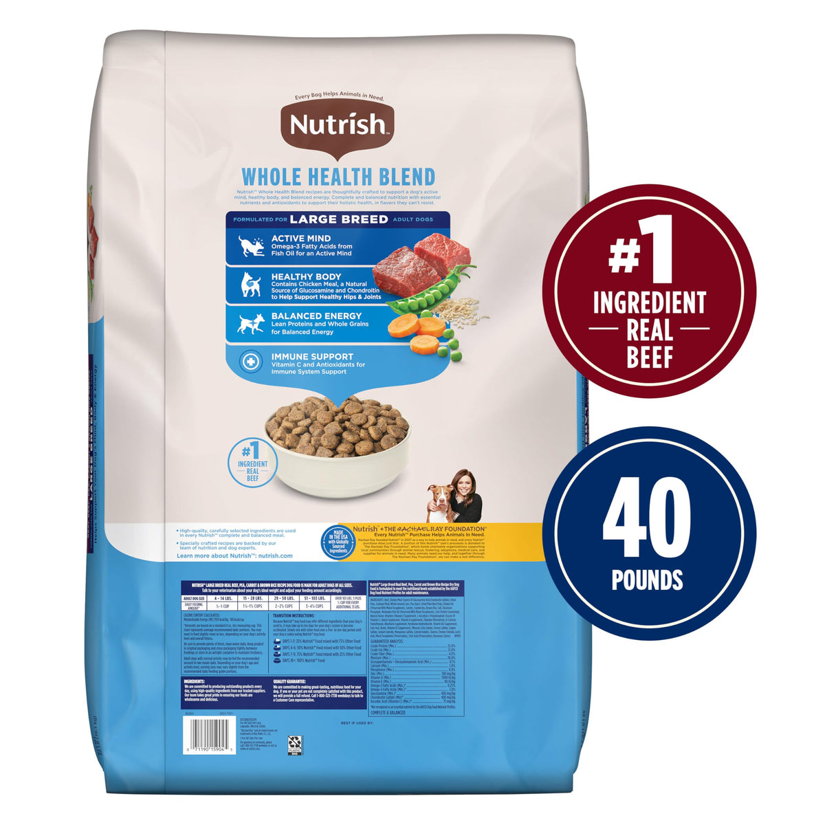 Large Breed Dry Dog Food with Beef 40 lb Bag N74244