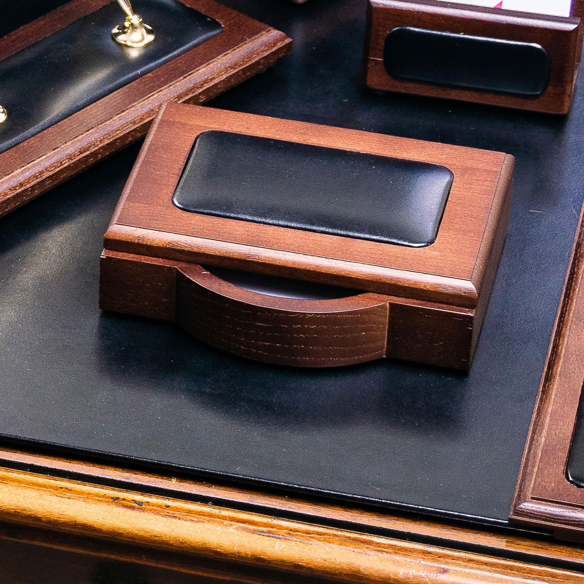 7 Piece Walnut Black Leather Desk Set Y659100