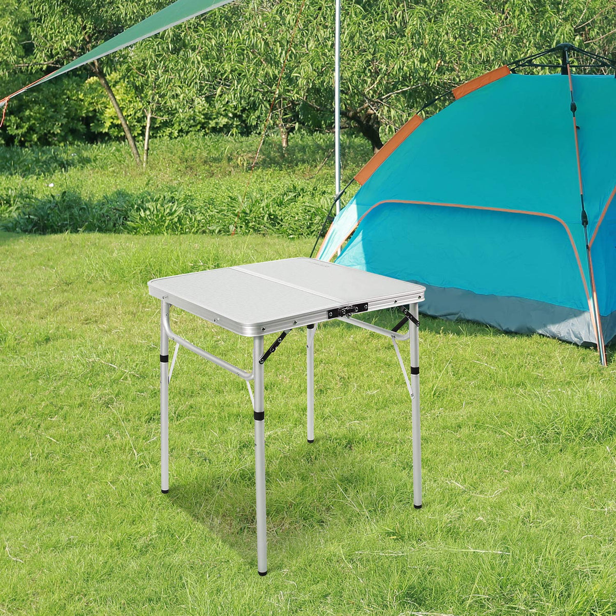 Small Square Folding Aluminum Camping Table H654299
