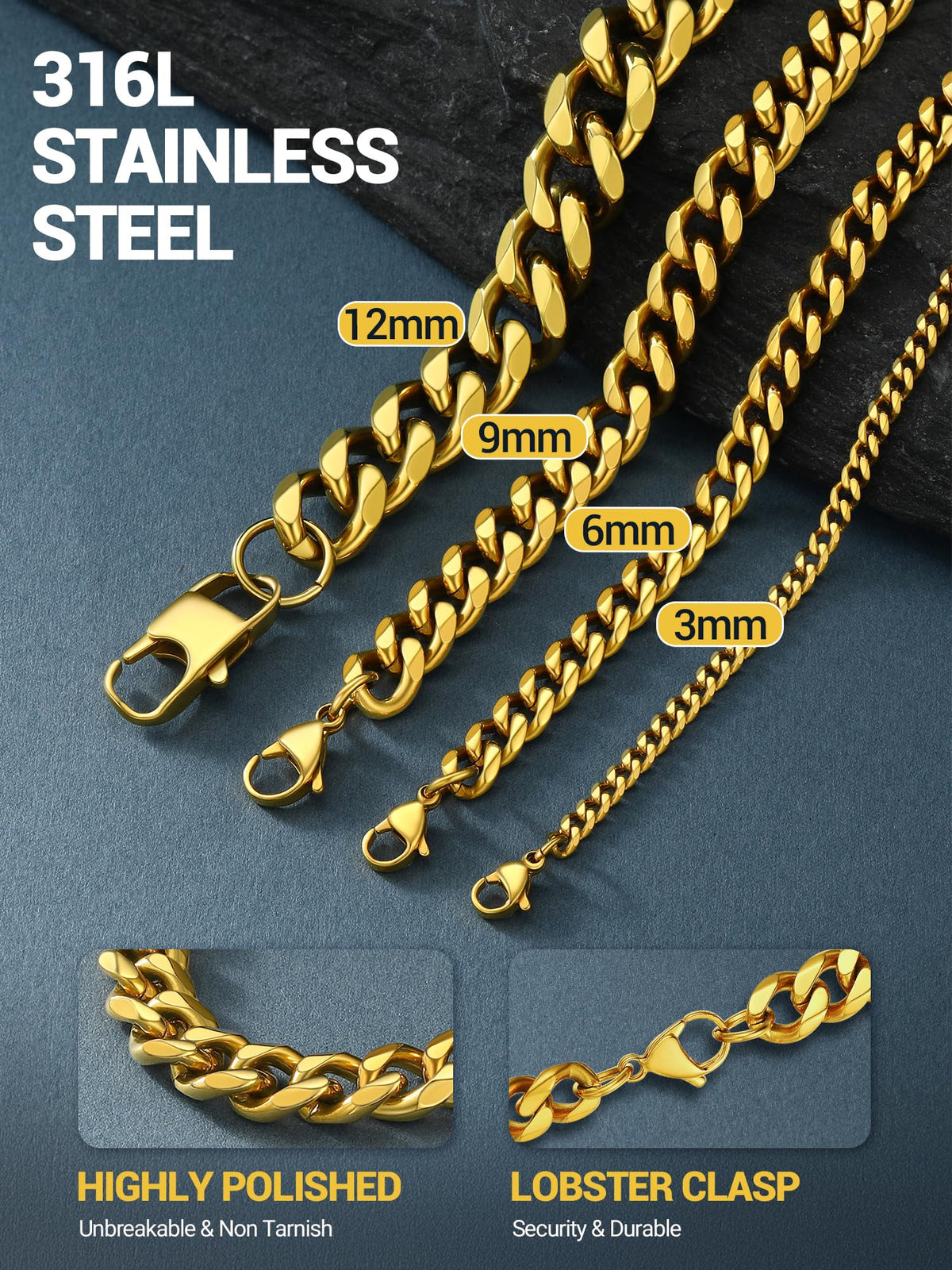 Cuban Chain Necklace 316L Stainless Steel C27063