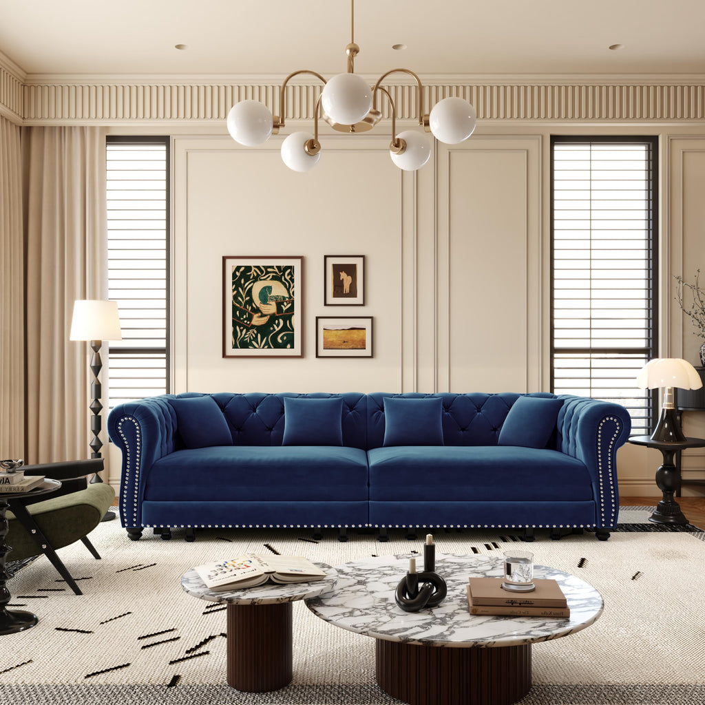 Blue Velvet Pull Out Sleeper Sofa Bed E92424